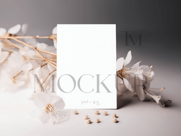 5x7 Card Mockup: Showcase Designs with Empty White Card Elegance