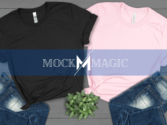 Black & Pink Bella Canvas 3001 Mockup: Elevate Your Group Design Presentation
