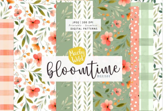 Bloom Time Seamless Watercolor Patterns for Modern Design