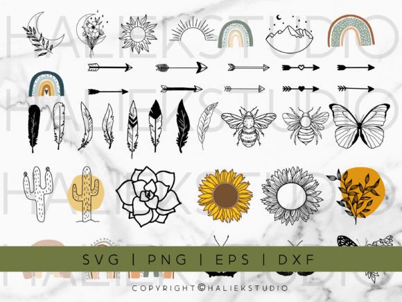 Boho Elements SVG Bundle: Nature-Inspired Design Assets
