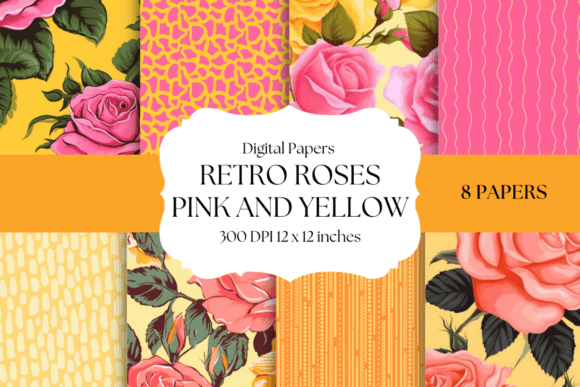 Brighten Your Palette with Retro Roses Pink and Yellow Backgrounds
