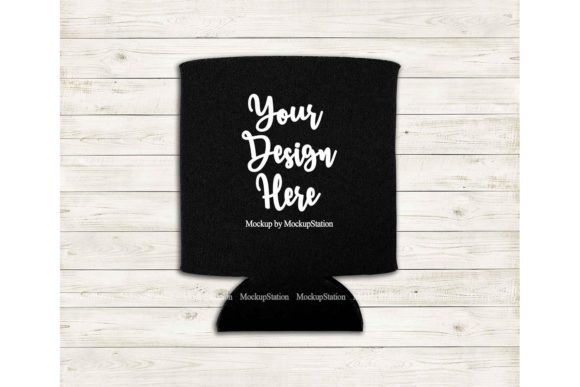 Can Cooler Mockup: Professional Black Can Holder Design