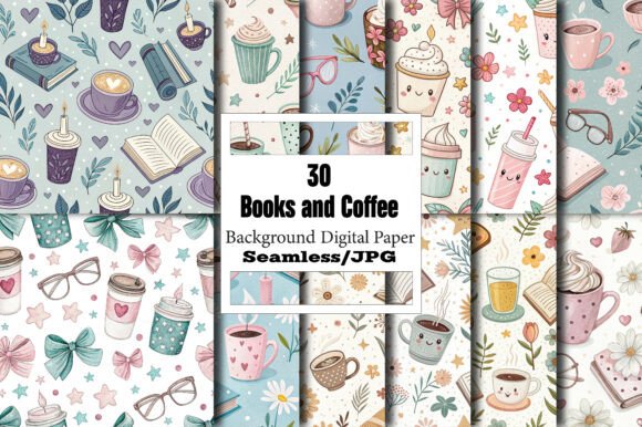Charming Books & Coffee Pattern for Creative Design