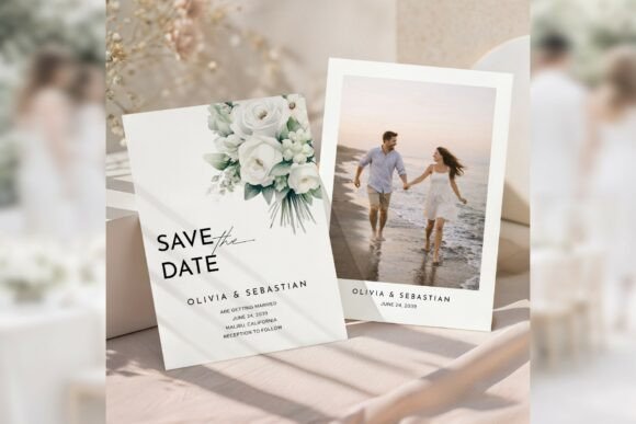 Elegant Minimalism: The White Floral Save the Date Canva Template