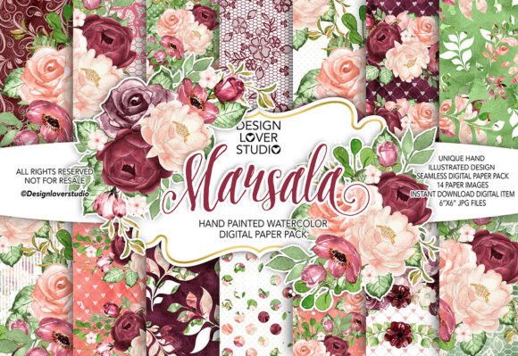 Elevate Your Designs with Watercolor MARSALA Digital Paper