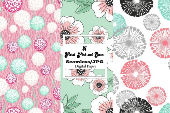 Floral Pink and Green Digital Paper: A Designer's Asset