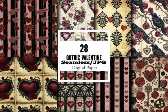 Gothic Valentine Seamless Pattern: Dark Romance Design