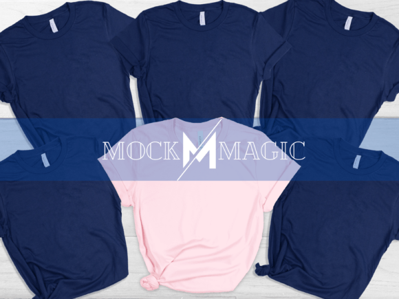Navy & Pink Bella Canvas 3001 Mockup: Elevate Your Group Designs