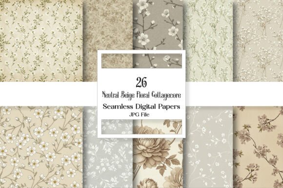 Neutral Beige Floral Cottagecore Pattern: A Design Asset