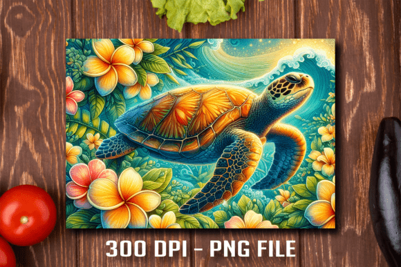 Plumeria Wave Turtle Cutting Board PNG: A Designer's Asset