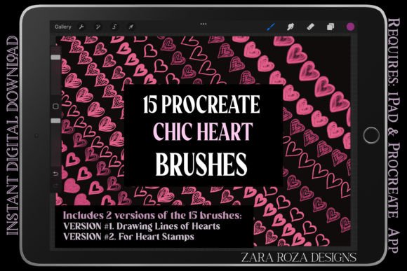 Procreate Chic Love Heart Brush Set: Versatile Design Assets