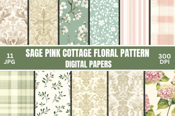 Sage Pink Cottage Floral: A Versatile Digital Pattern for Designers